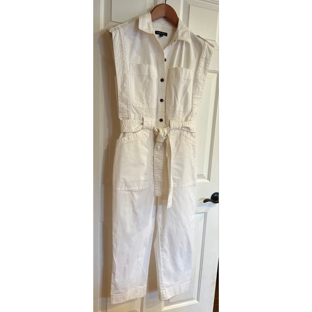Banana Republic Off-White Sleeveless Utility Jumpsuit